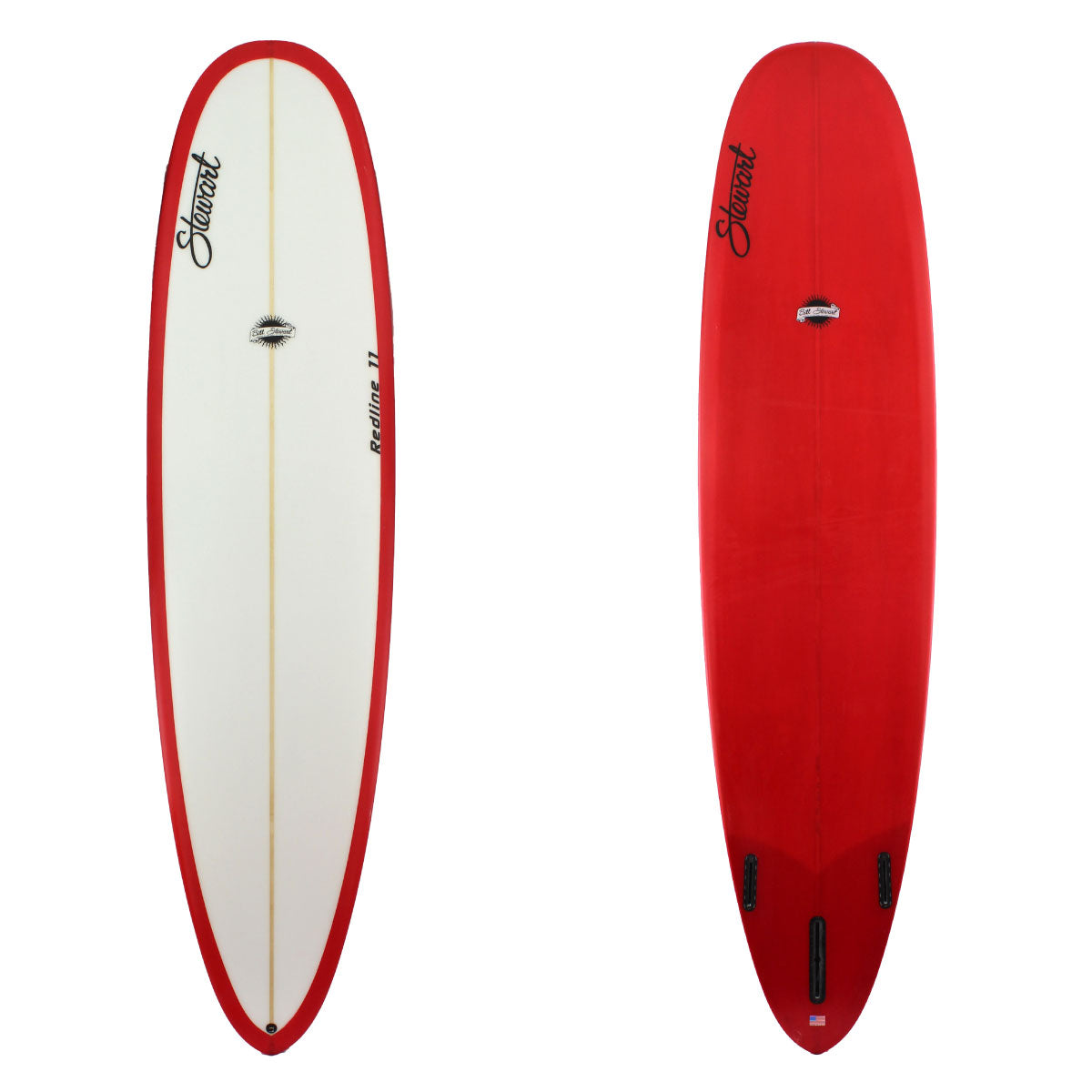 Stewart 9'0" Redline 11 Longboard with red bottom and red rails on deck (9'0", 24", 3 1/2") B#127571