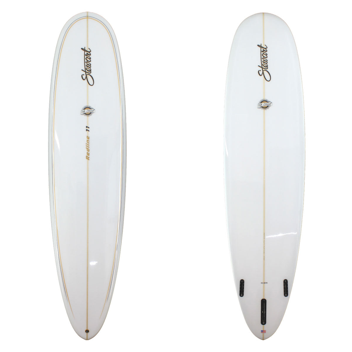 9'0" Redline 11 (9'0", 24 1/4", 3 3/8") B#128123 Gloss & Polish with gold and black pin lines on the deck