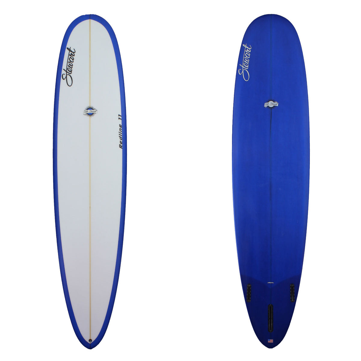 deck and bottom view of stewart redline 11 with blue resin on bottom