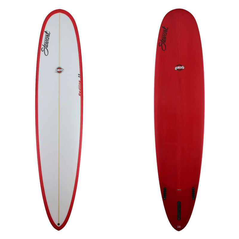 stewart redline 11 long board with red resin tint bottom and rails