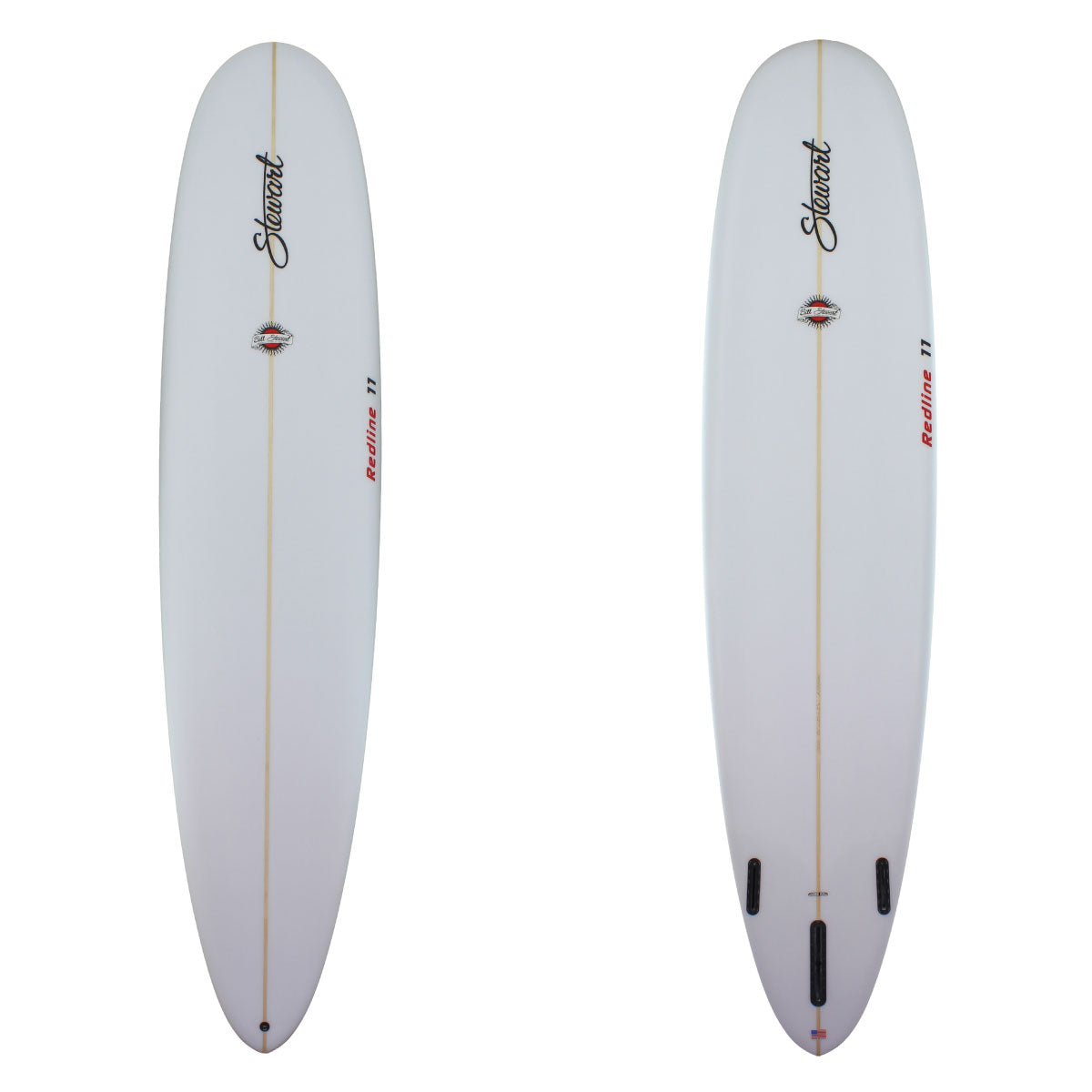 stewart redline 11 longboard clear glassjob red logos