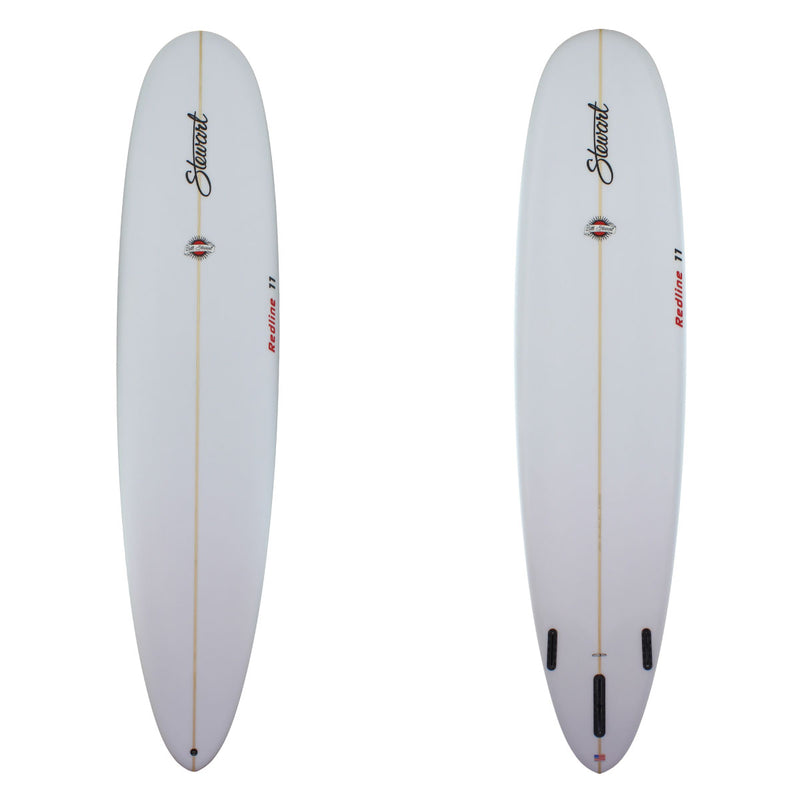 stewart redline 11 longboard clear glassjob red logos