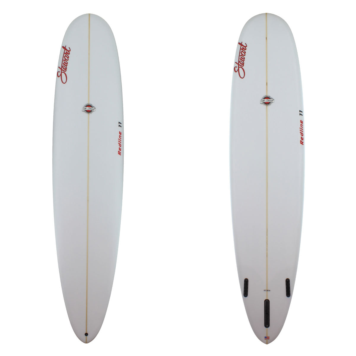 STEWART REDLINE 11 LONGBOARD WITH A CLEAR GLASSJOB AND RED LOGOS