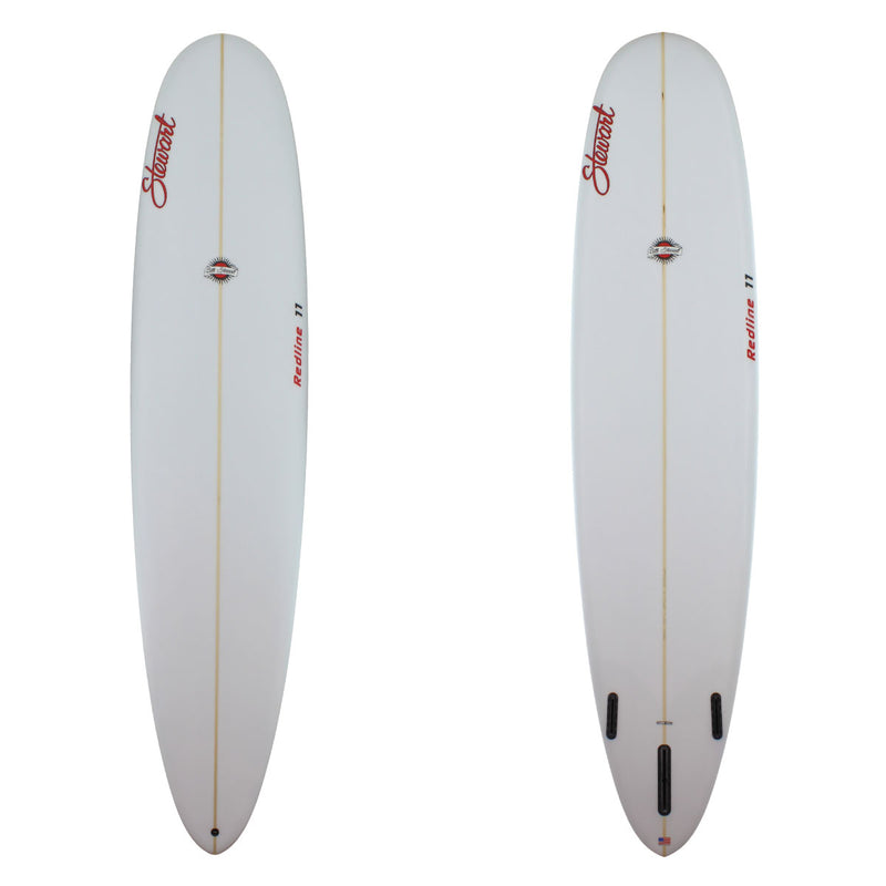 STEWART REDLINE 11 LONGBOARD WITH A CLEAR GLASSJOB AND RED LOGOS