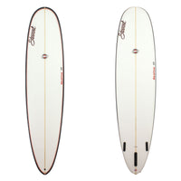 Stewart Longboard 9'0" Redline 11 (9'0", 23 1/2", 3") B#128376 with black rails and a red pinline on the deck