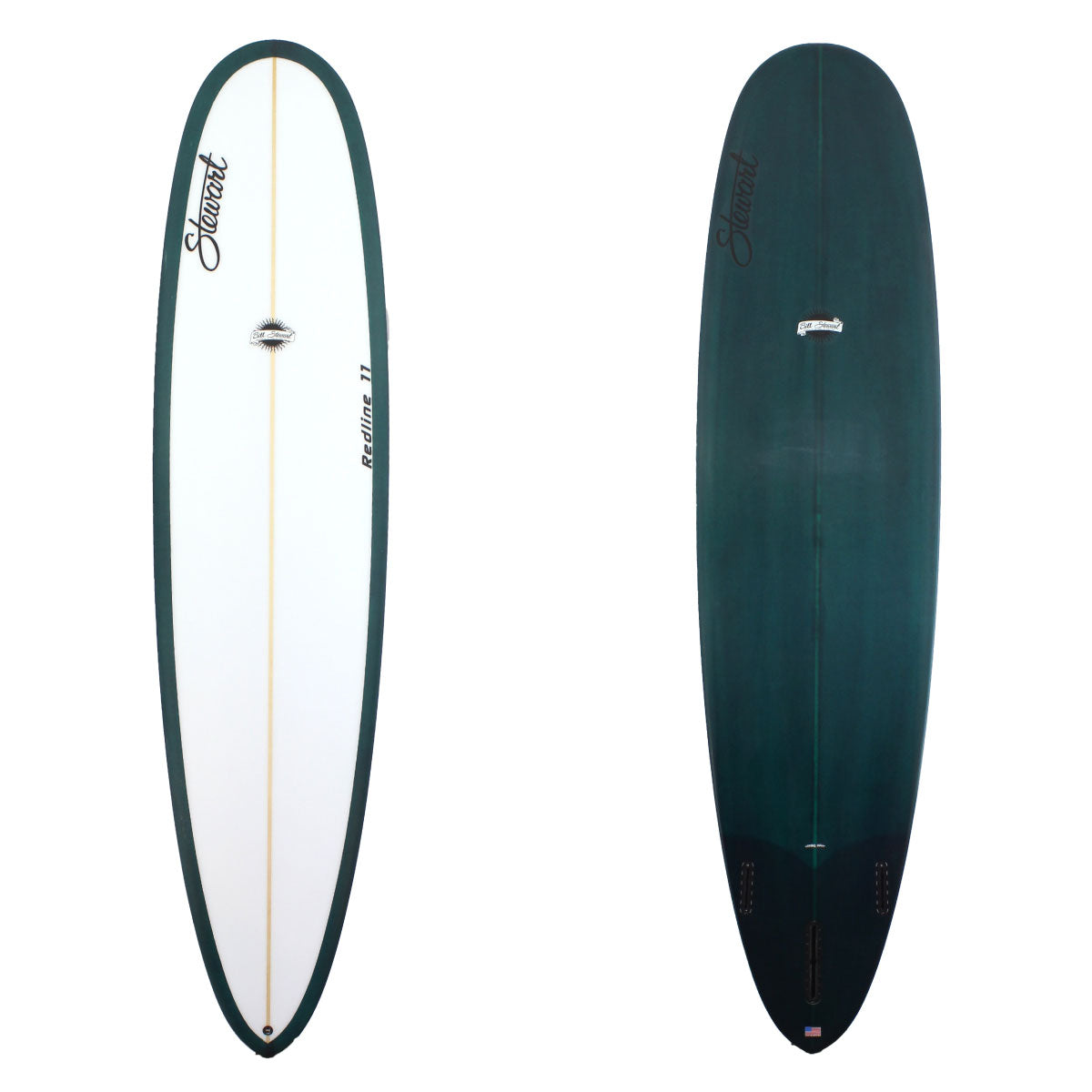 Stewart Longboard 9'0" Redline 11 (9'0", 23 1/2", 3") B#128378 with green resin top and bottom