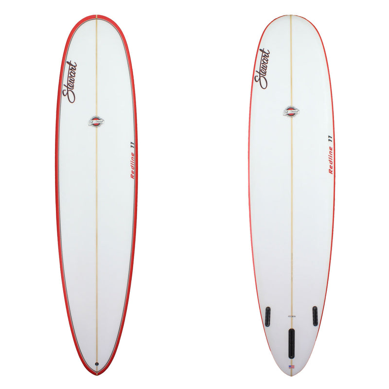 Stewart Longboard 9'0" Redline 11 (9'0", 23 1/4", 3 1/4") B#128388 with red rails and black pinline on deck