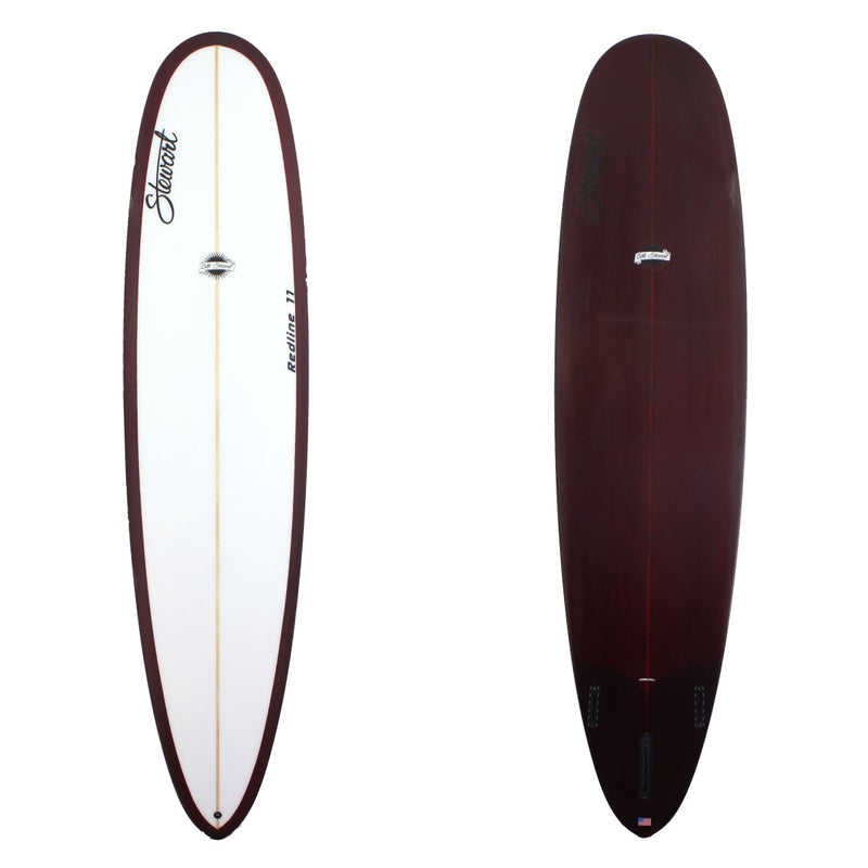 Stewart Longboard 9'0" Redline 11 (9'0", 23 1/4", 3 1/4") B#128390 with red resin bottom and rails.