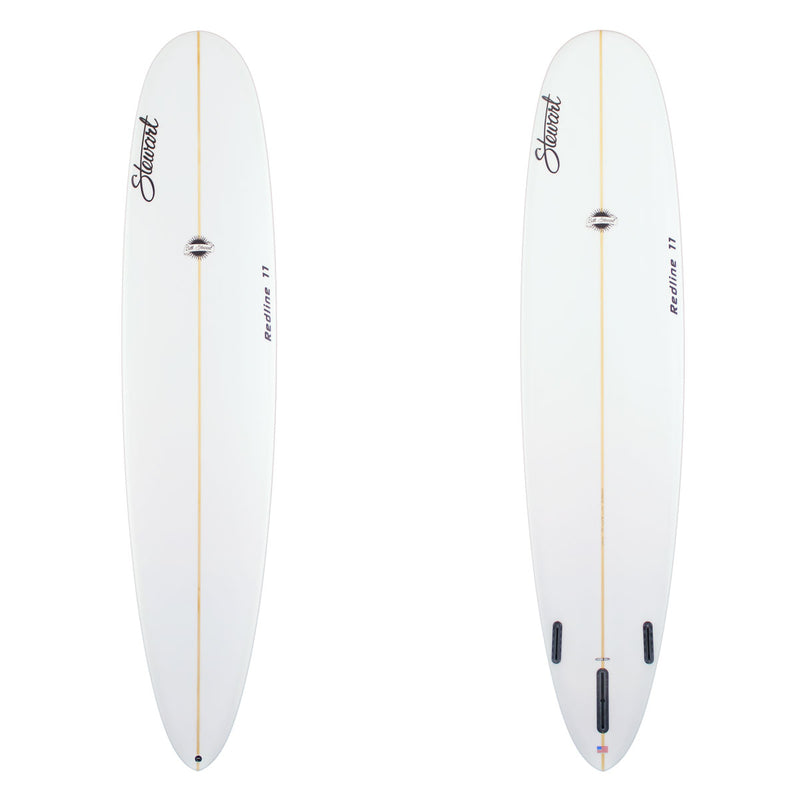 STEWART REDLINE 11 LONGBOARD SURFBOARD clear glassjob black logos