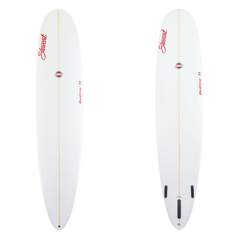 STEWART REDLINE 11 LONGBOARD SURFBOARD  clear glassjob red logos 