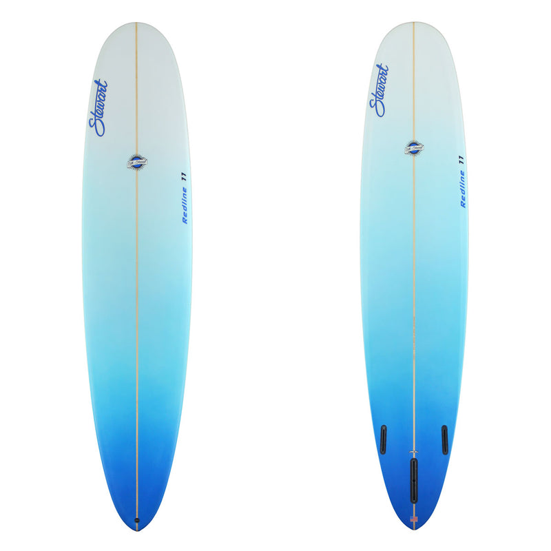 9'0" Redline 11 (9'0", 23 3/4", 3 1/8") B#128829 with blue-light blue-clear fade from tail 