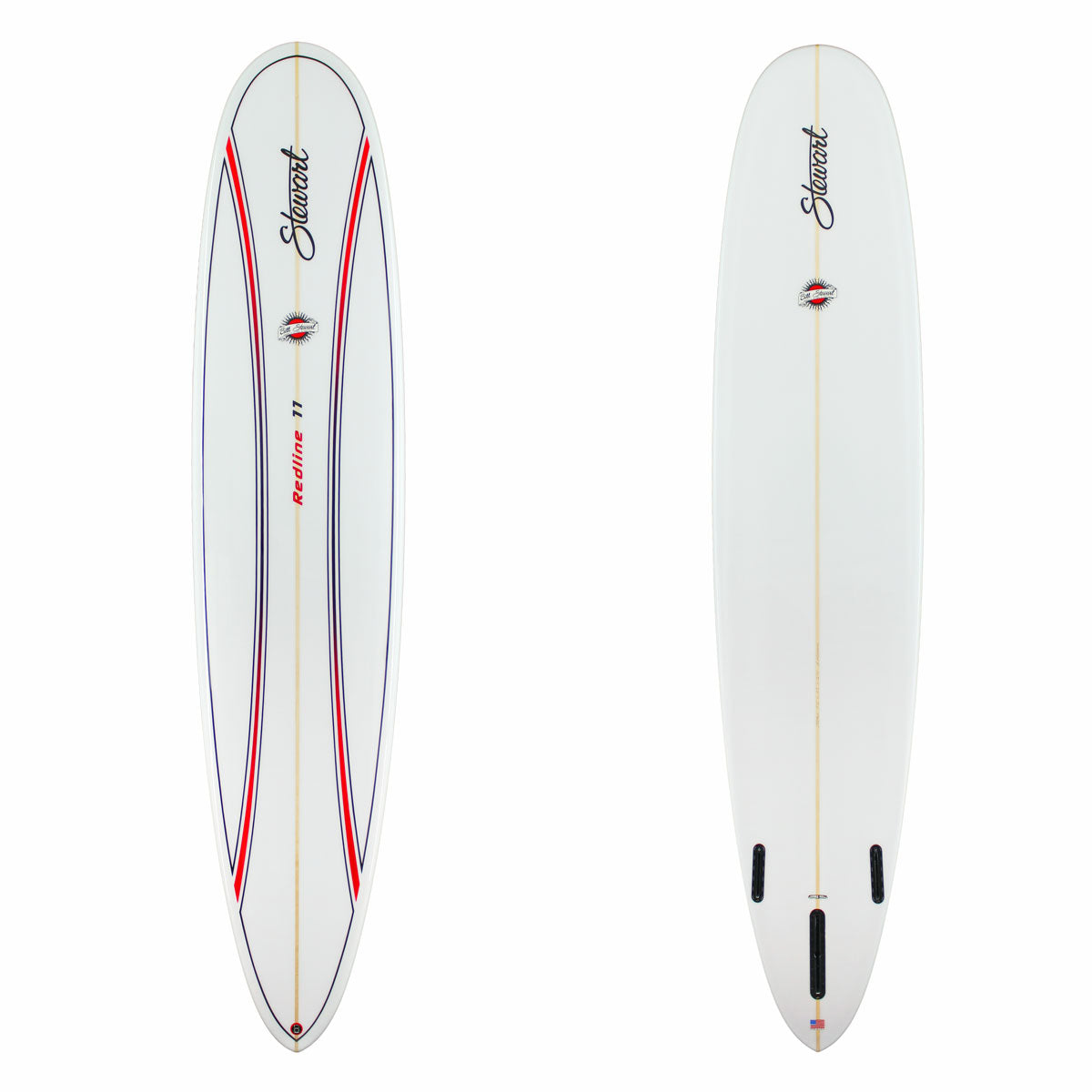 Stewart redline 11 with red pinlines on deck and a clear bottom 