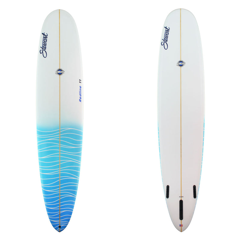 9'0" Redline 11 (9'0", 23 1/4", 3 3/8") B#128977 with blue fade tail and wave white pinlines 