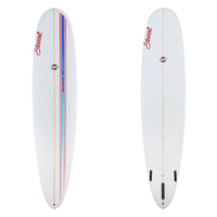 deck and bottom of Redline 11 with blue and red racing stripes 