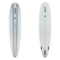 stewart redline 11 longboard with black and blue pinlines on deck and gloss + polish