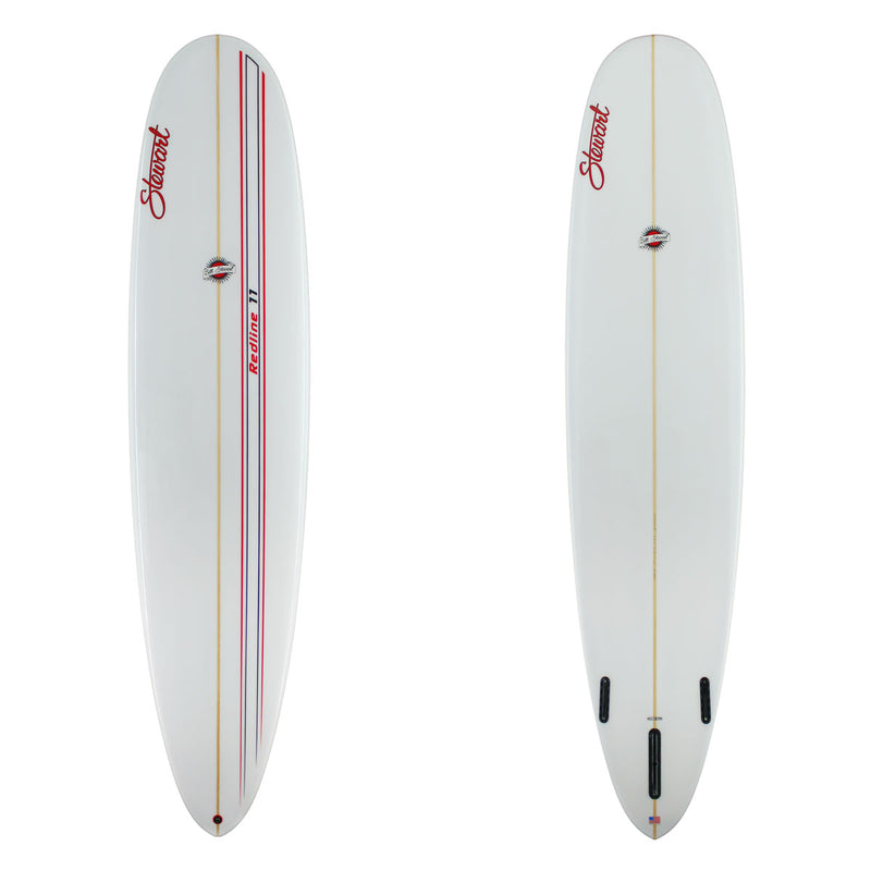 stewart redline 11 longboard gloss polish with black and red pinlines 