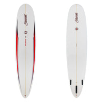 Stewart Longboard 9'0" Redline 11 (9'0", 24", 3 1/4") B#129034 Gloss & Polish and red black spears on the deck.