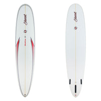 Stewart Longboard 9'0" Redline 11 (9'0", 23 1/2", 3 1/4") B#129074 with a red and gray retro rail spray 