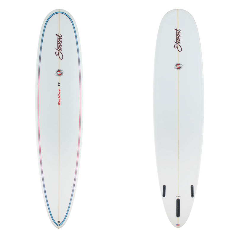 Stewart Longboard9'0" Redline 11 (9'0", 23 3/4", 3 1/4") B#129096 with blue and red pinline on the deck