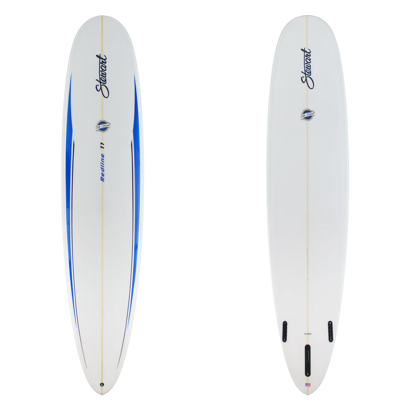 Stewart Longboard 9'0" Redline 11 (9'0", 23 3/4", 3 1/4") B#129097 with blue spears on the rails glossed and polish