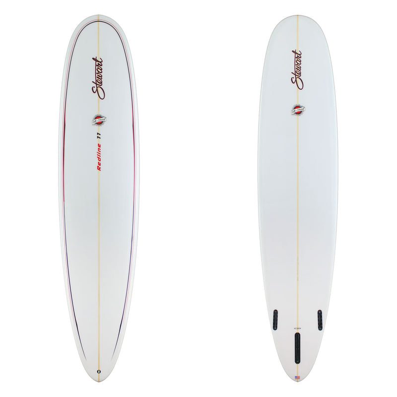 Stewart Longboard 9'0" Redline 11 (9'0", 24", 3 1/2") B#129216 Gloss & Polish with a black and red pin line on the deck