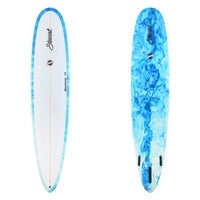 Stewart Longboard 9'0" Redline 11 (9'0", 23", 3") B#129225 with a blue and white resign swirl 