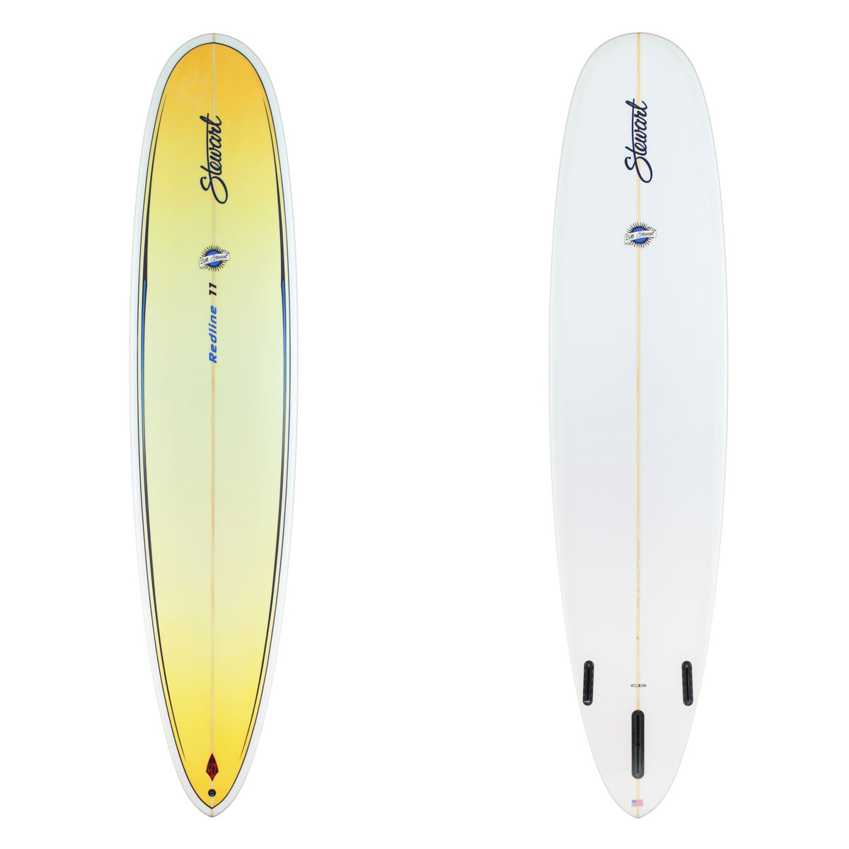 Stewart Longboard 9'0" Redline 11 (9'0", 23 1/2", 2 7/8") B#129258 with a yellow fade on the deck
