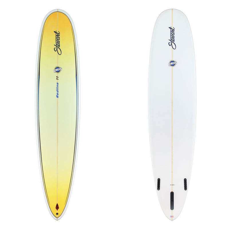 Stewart Longboard 9'0" Redline 11 (9'0", 23 1/2", 2 7/8") B#129258 with a yellow fade on the deck