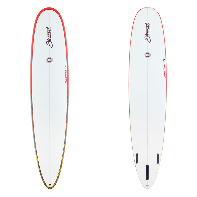 Stewart Longboard 9'0" Redline 11 (9'0", 23", 2 3/4") B#129275 with a red and yellow fade on the rails