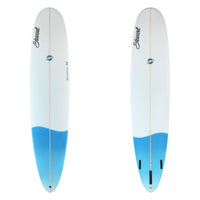 Stewart Longboard 9'0" Redline 11 (9'0", 23 3/4", 3 1/8") B#129402 with a blue tail dip on the top and bottom