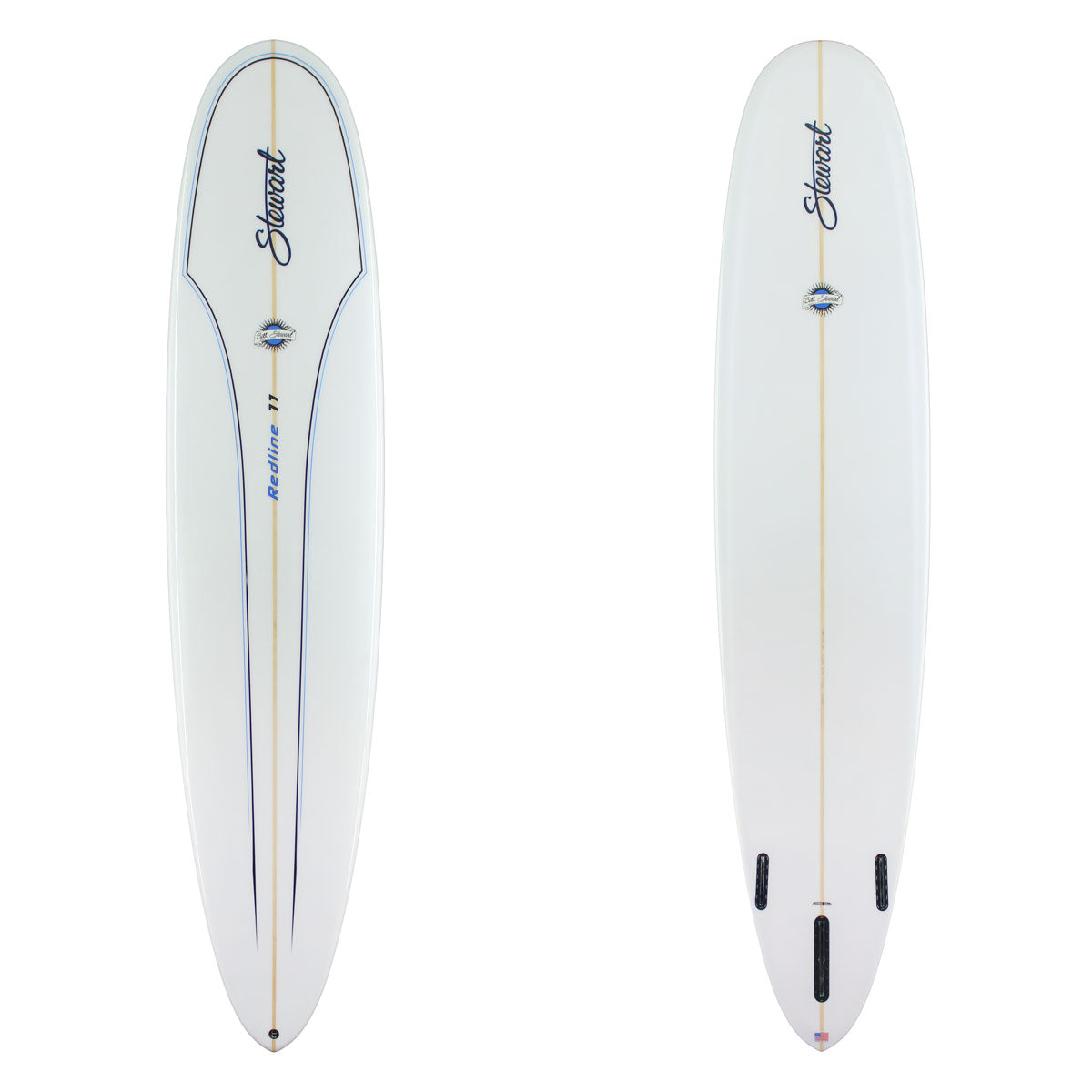 Stewart Longboard 9'0" Redline 11 (9'0", 23 1/2", 3 1/4") B#129671 Gloss & Polish with 2 blue and black pin lines on the deck