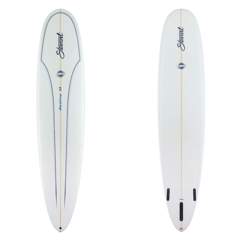 Stewart Longboard 9'0" Redline 11 (9'0", 23 1/2", 3 1/4") B#129671 Gloss & Polish with 2 blue and black pin lines on the deck