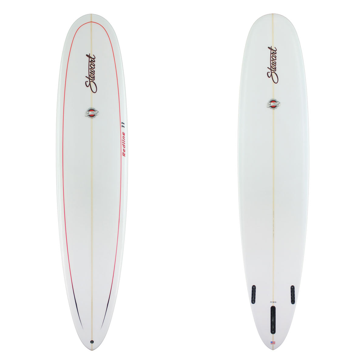Stewart Longboard 9'0" Redline 11 (9'0", 23 1/4", 3 1/4") B#129782 Gloss & Polish with a red pin line on the deck