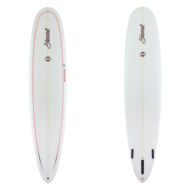 Stewart Longboard 9'0" Redline 11 (9'0", 23 1/4", 3 1/4") B#129782 Gloss & Polish with a red pin line on the deck