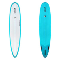 Stewart Longboard 9'0" Redline 11 (9'0", 23 1/2", 3 1/8") B#129847 with a blue tint on the bottom and rails