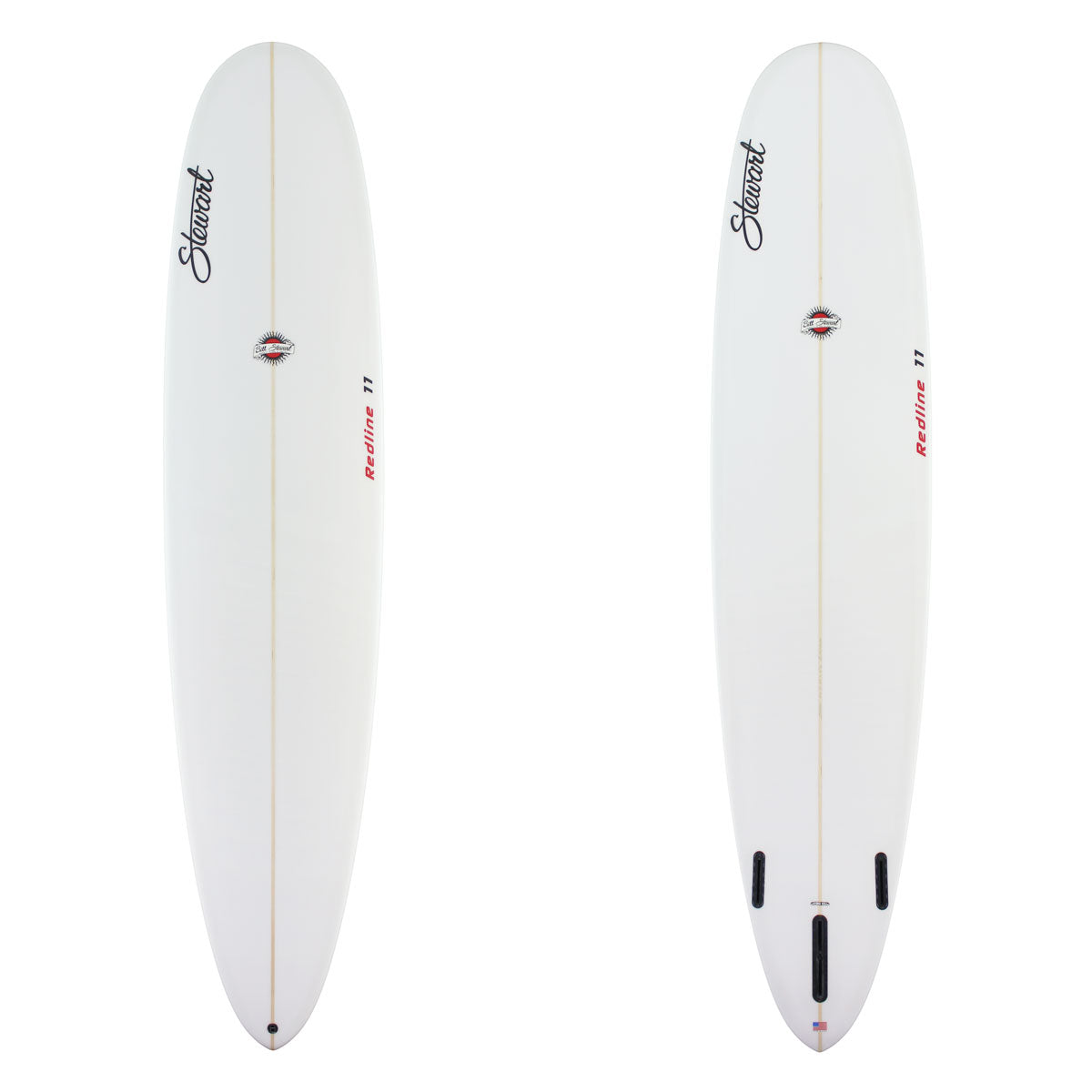 Two images of a white stewart Redline 11 with black and red branding