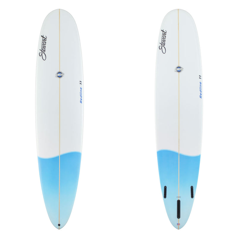 Stewart Longboard 9'0" Redline 11 (9'0", 24", 3 1/2") B#129993 with a blue tail dip on the tail top and bottom 