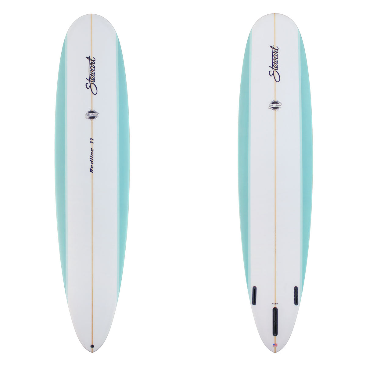 Stewart Longboard 9'0" Redline 11 (9'0", 24 1/4", 3") B#130098 with light blue rails