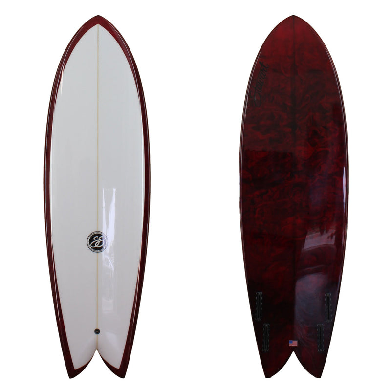 Stewart 5'10" Retro Fish Shortboard with red resin swirl (5'10", 20 7/8", 2 3/4") B#128240