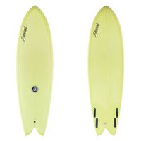 Stewart Fish 6'6" Retro Fish (6'6", 22 1/4", 3") B#130039 with olive resin tint on top and bottom