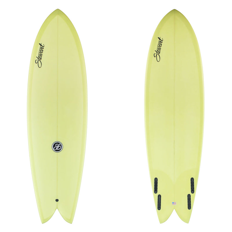Stewart Fish 6'6" Retro Fish (6'6", 22 1/4", 3") B#130039 with olive resin tint on top and bottom
