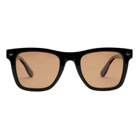 I-Sea Black-framed sunglasses with brown lenses on a white background