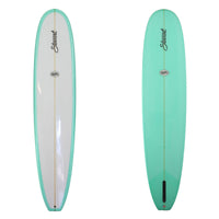 Deck and Bottom View of a stewart ripster with a teal resin  tint with a white deck and a gloss and polish finish