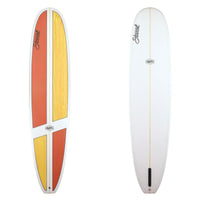 Stewart Longboard 9'8" Ripster (9'8", 24", 3 3/8") B#128443 with red and yellow panels on the deck