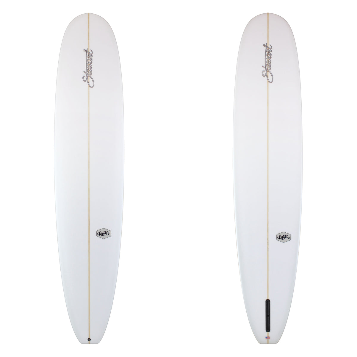 stewart ripster longboard with clear glass job and silver logos