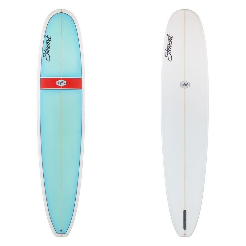 9'6" Ripster (9'6", 24", 3 1/4") B#128989Stewart Longboard Light blue deck with red horizontal band. sand finish