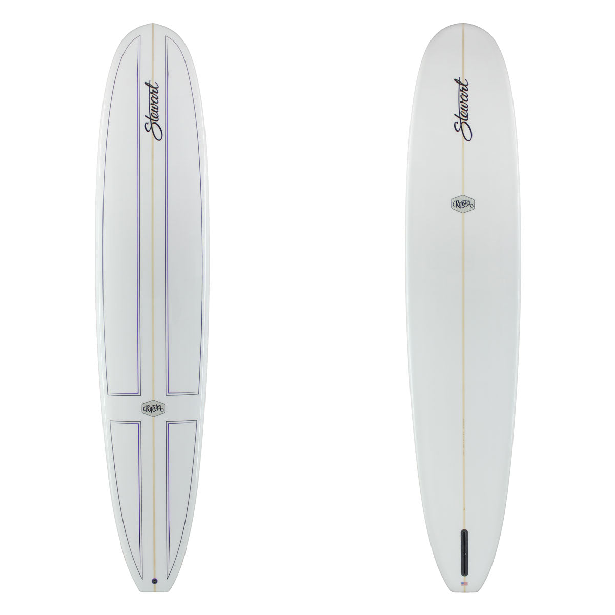 Stewart RipsterLongboard with gloss polish and black and purple deck pinlines 