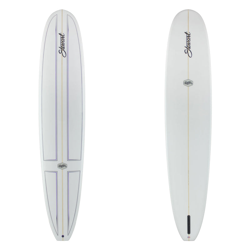 Stewart RipsterLongboard with gloss polish and black and purple deck pinlines 