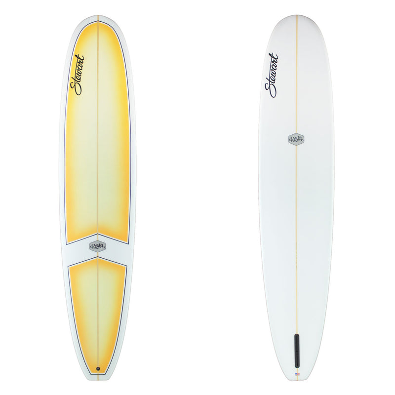 Stewart Longboard 9'2" Ripster (9'2", 23 1/2", 3") B#129631 with a yellow split panel fade on the deck