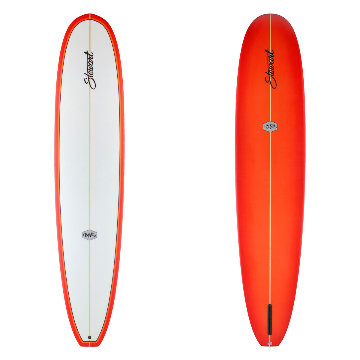 Stewart Longboard 9'2" Ripster (9'2", 23 1/2", 3") B#128719 with a red bottom and rails